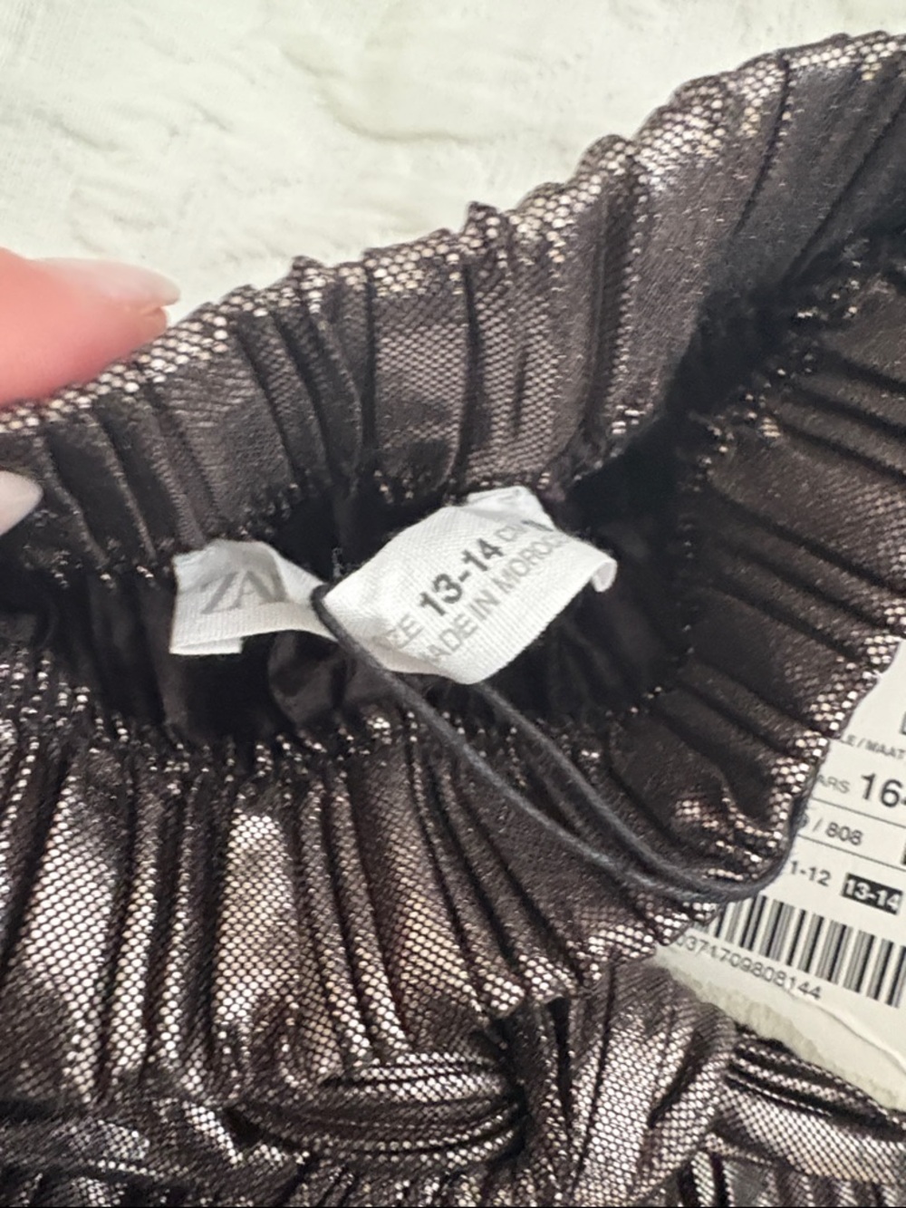 Zara Girl Shimmery Metallic Pleated Wide-Leg Pants in Pewter - Picture 3 of 6